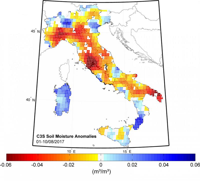 Italy's drought seen from space