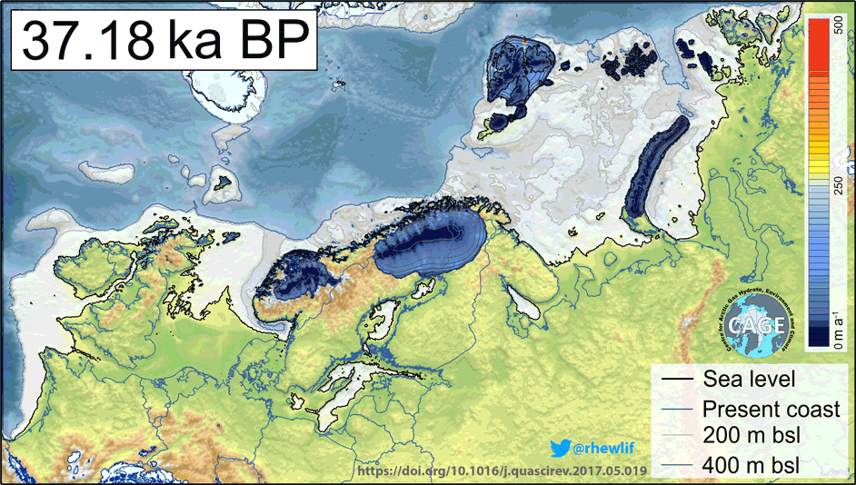 Ice Age Maps showing the extent of the ice sheets