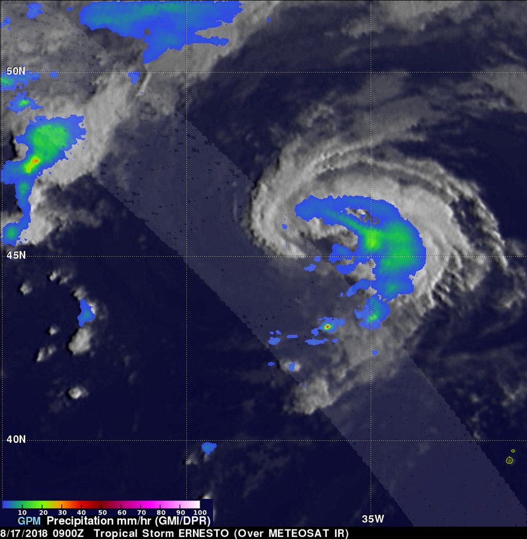 NASA's GPM analyzing Tropical Storm Ernesto's rainfall