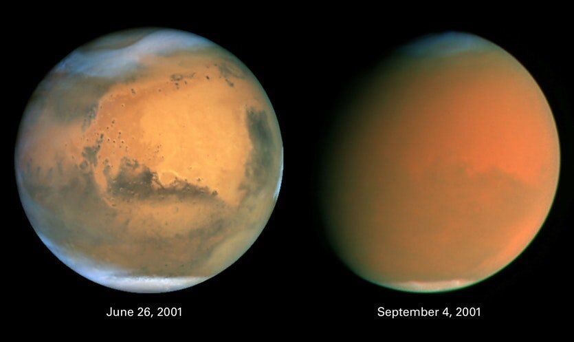 Dust storms on Mars