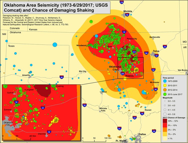 fracking earthquakes map