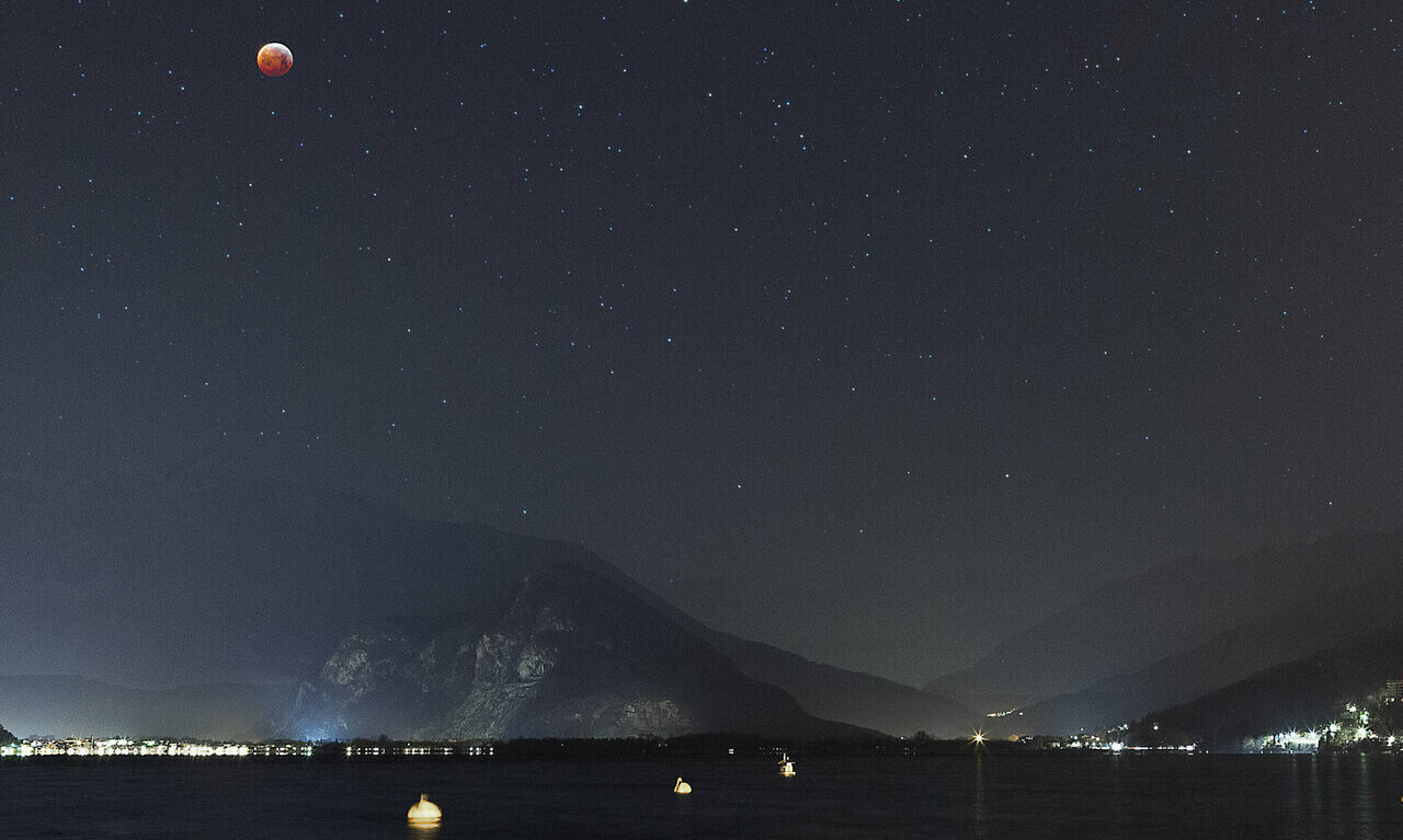 Image: Lunar eclipse over Lake Maggiore
