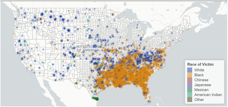 Map reveals that lynching extended far beyond the deep South