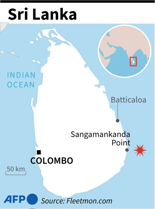 Kilometre-long slick left by burning oil tanker off Sri Lanka