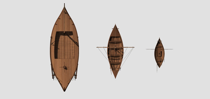 3-D reconstructions of boats from the ancient port of Rome