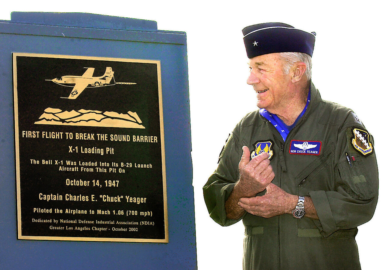 Yeager re-enacts historic flight to break sound barrier