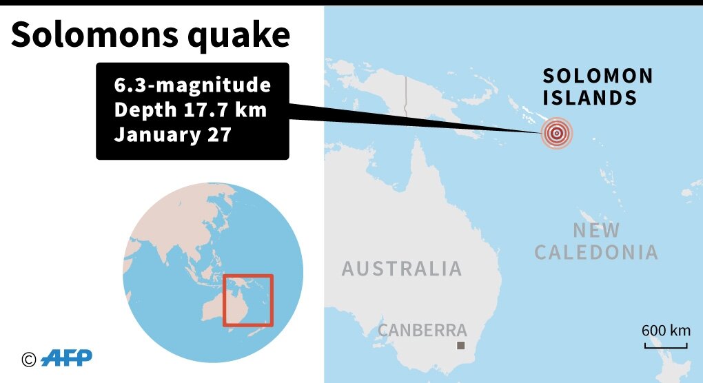 Magnitude 6.3 earthquake strikes Solomon Islands