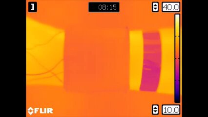The wearable thermal camouflage device is embedded in an armband and blends with the ambient temperature. 
