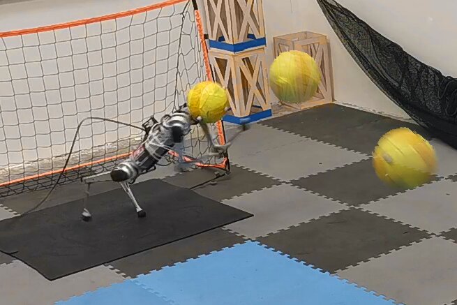 A reinforcement learning-based four-legged robotic goalkeeper