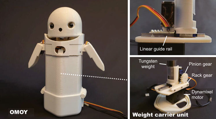 A text-reading robot with a weight inside of it