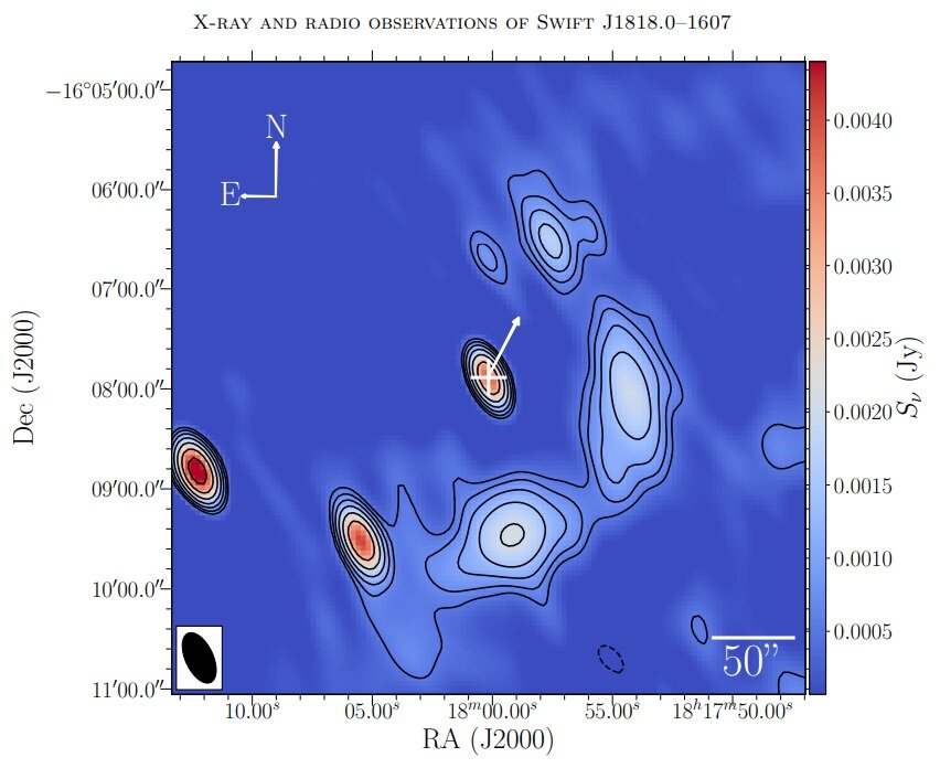 Les astronomes observent l’explosion du jeune magnétar Swift J1818.0–1607
