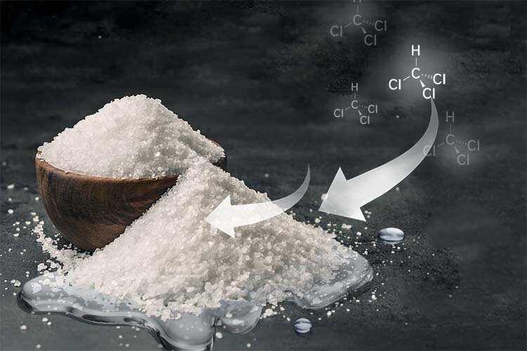 Organic vapor induces dissolution of molecular salts