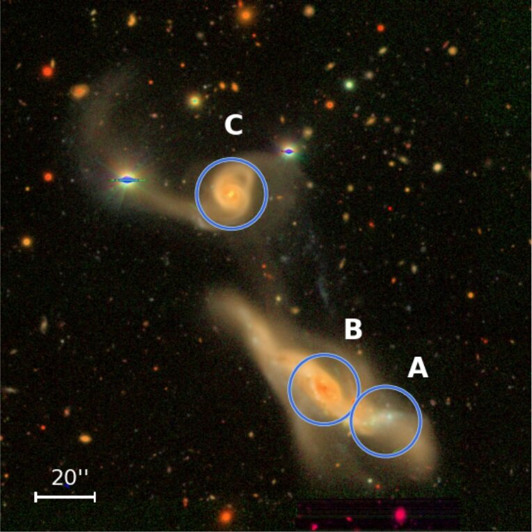 Galaxy triplet SIT 45 inspected in detail