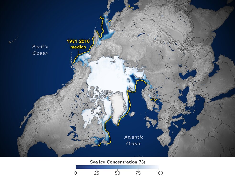 Arctic winter 2022 sea ice found to be 10th-lowest on record