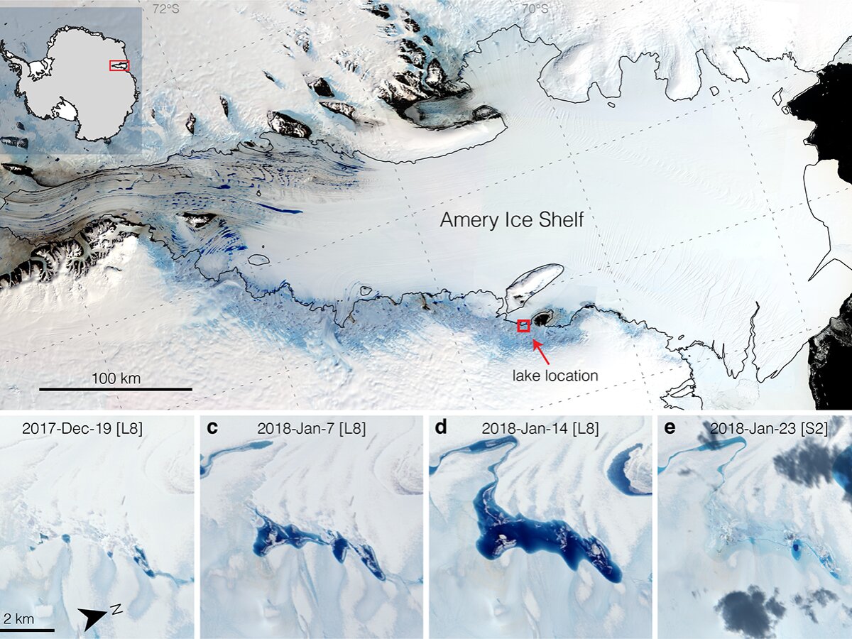 Strong tides, vanishing lakes may prove beneficial to Antarctic ice shelf