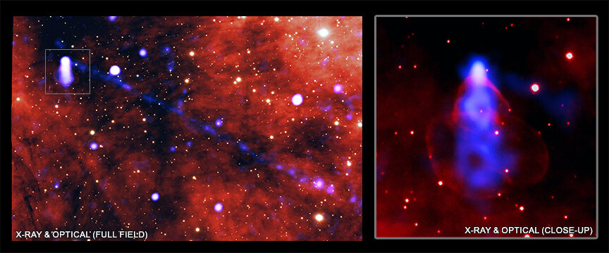 Tiny star unleashes gargantuan beam of matter, anti-matter