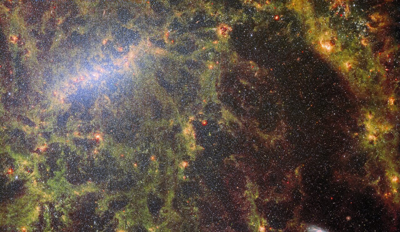 Grens achter het smalle spiraalstelsel NGC 5068 is de Webb Space Telescope