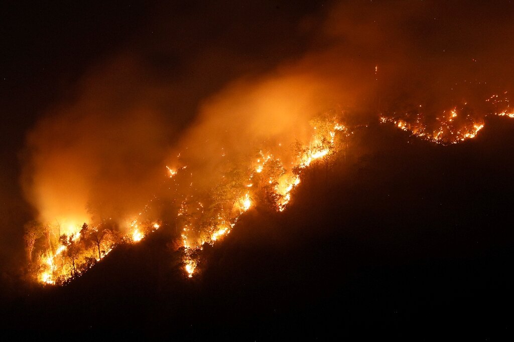 #Thai firefighters battle forest blaze