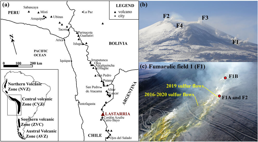 Se han observado y registrado flujos volcánicos de azufre en el norte de Chile
