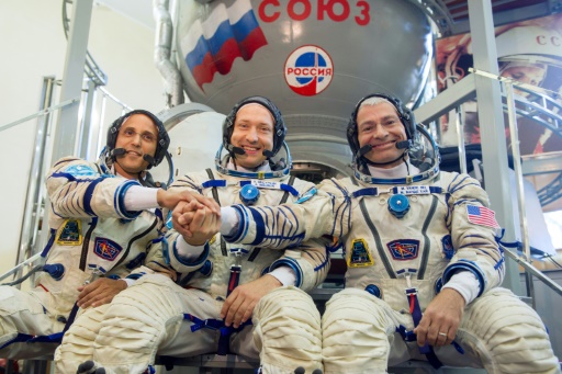 Three astronauts set for ISS blast-off