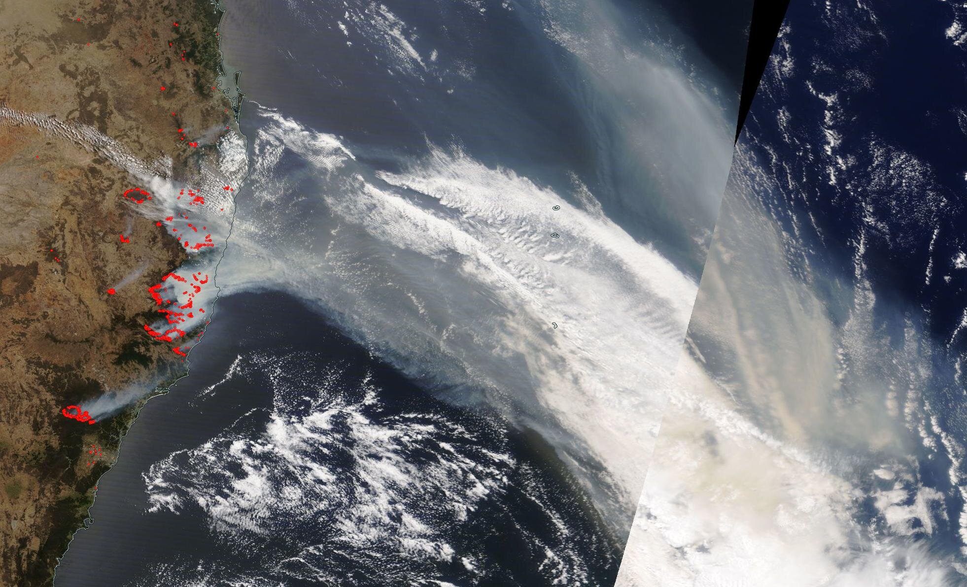 NASA's Terra satellite sees fire and smoke from