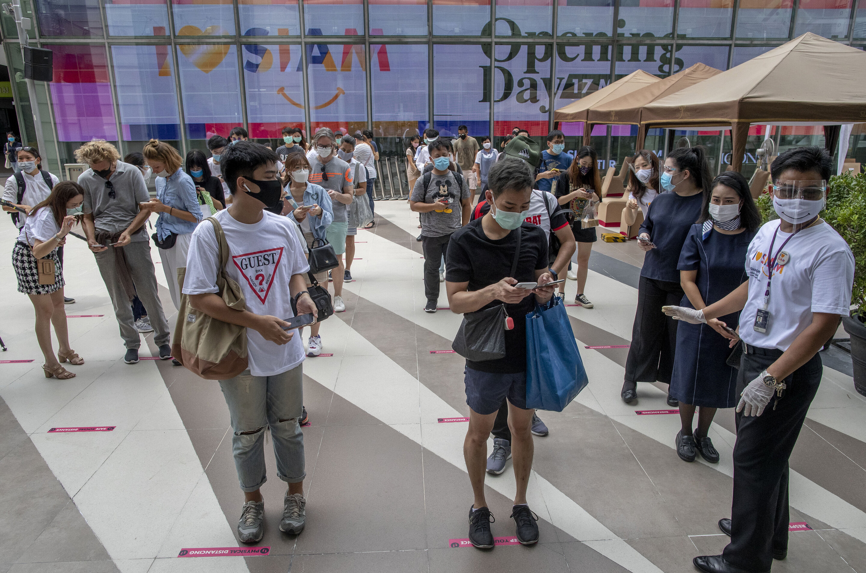 Thailand Malls Reopen With Temperatures Taken Masks Worn