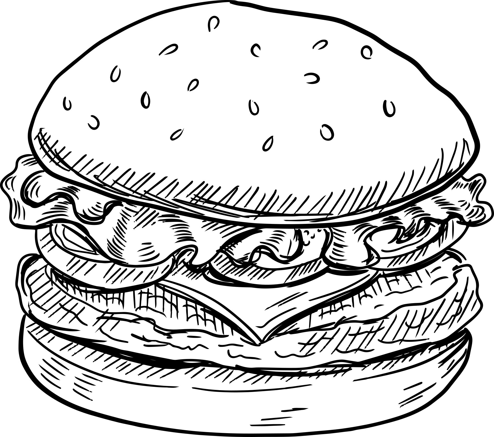 Фаст фуд рисунок. Раскраска гамбургер. Бургер скетч. Бургер черно белый. Нарисовать бургер.