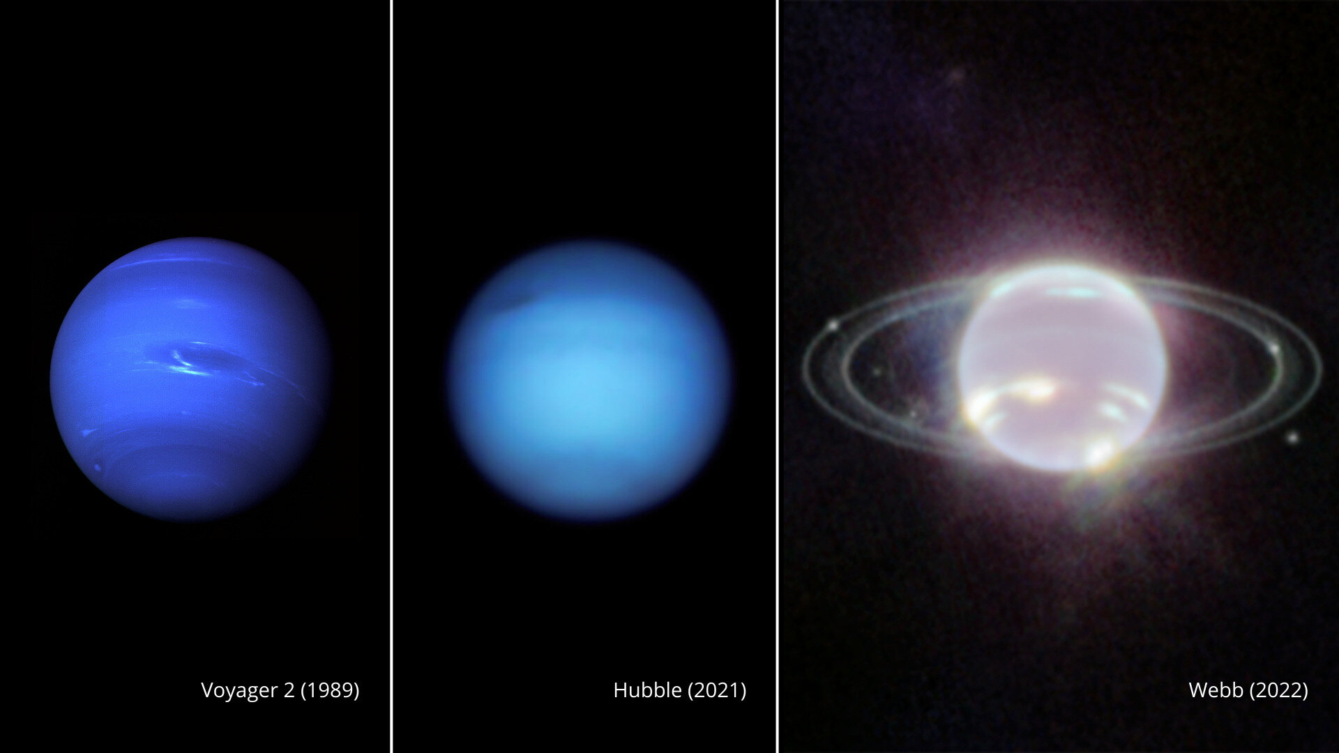 phys.org - MARCIA DUNN - Neptune and rings shine in photos from new space telescope