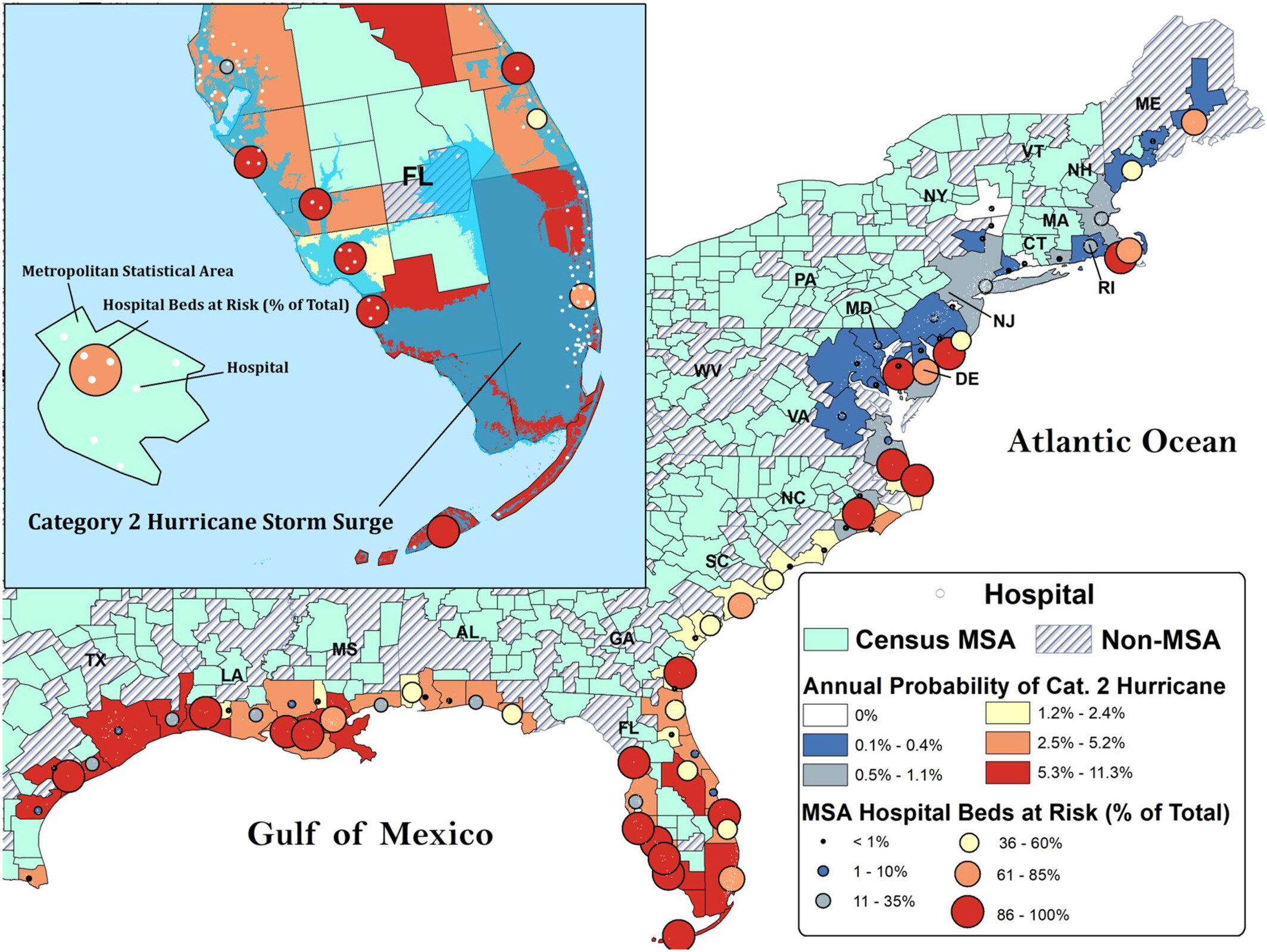 Study identifies hundreds of hospitals on Atlantic and Gulf Coasts at risk of fl..