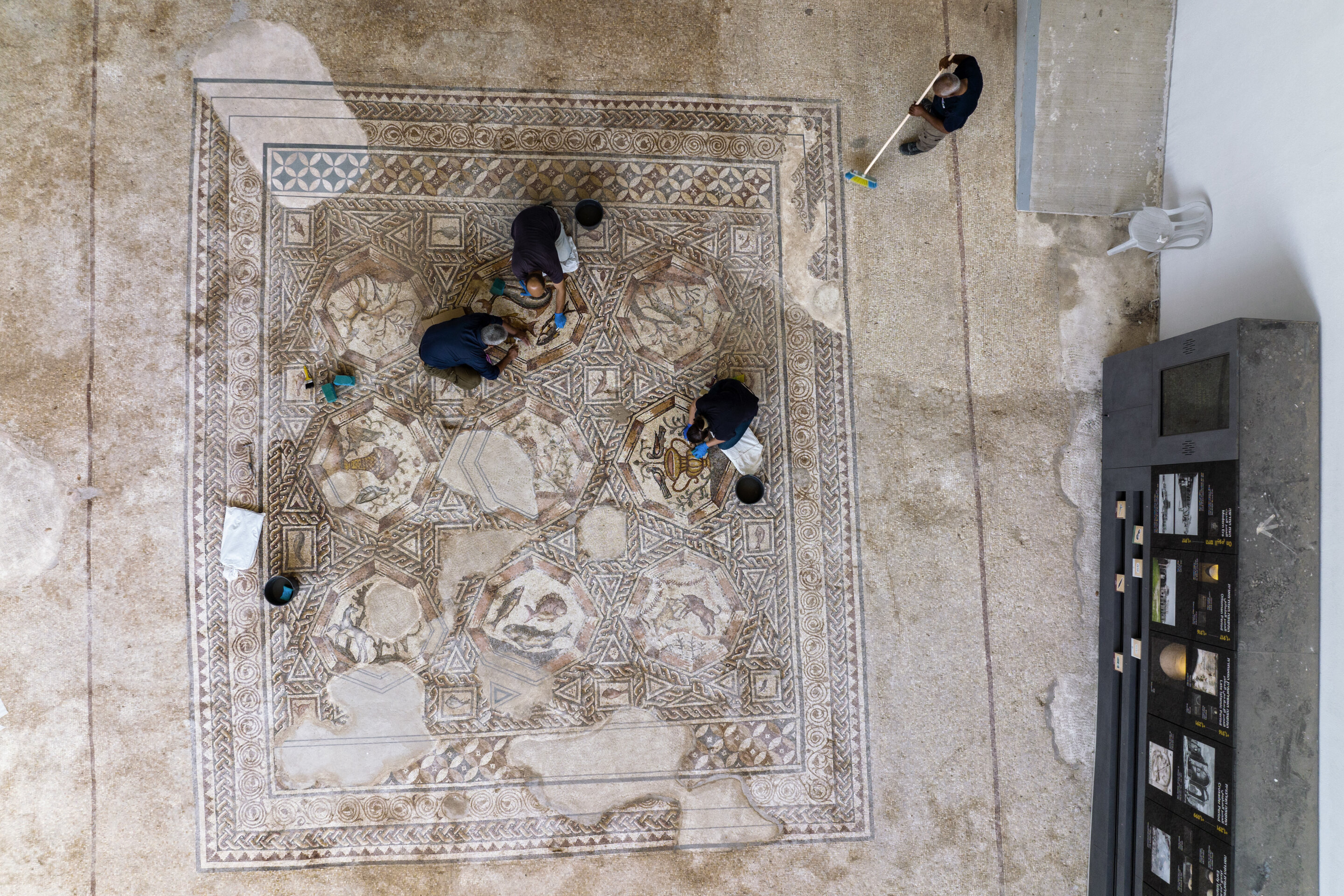 Stunning Roman-era Lod seafaring mosaic finally drops anchor in a home of  its own