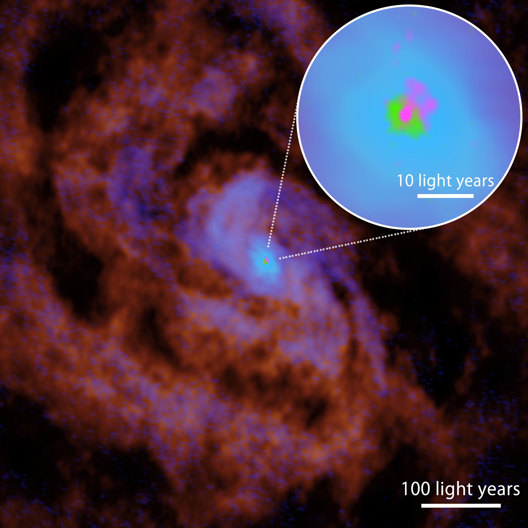 Los astrónomos observan la alimentación y retroalimentación del agujero negro supermasivo en subsubescalas