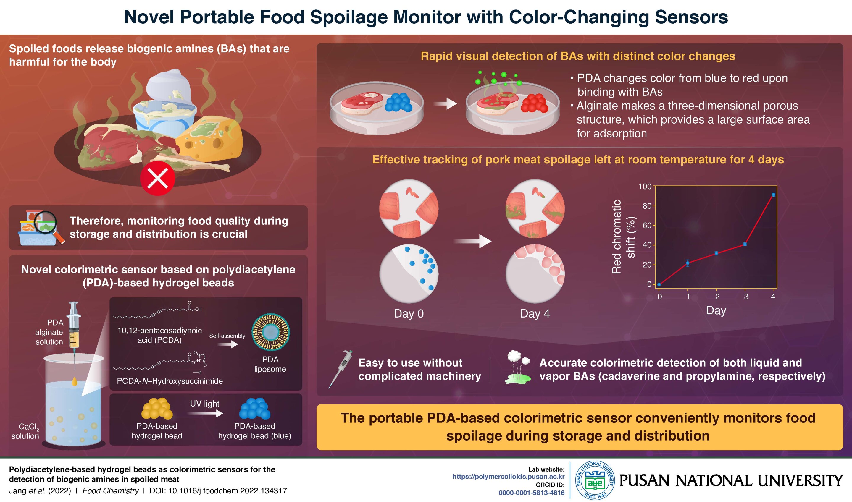 Researchers develop portable color-changing food spoilage sensor