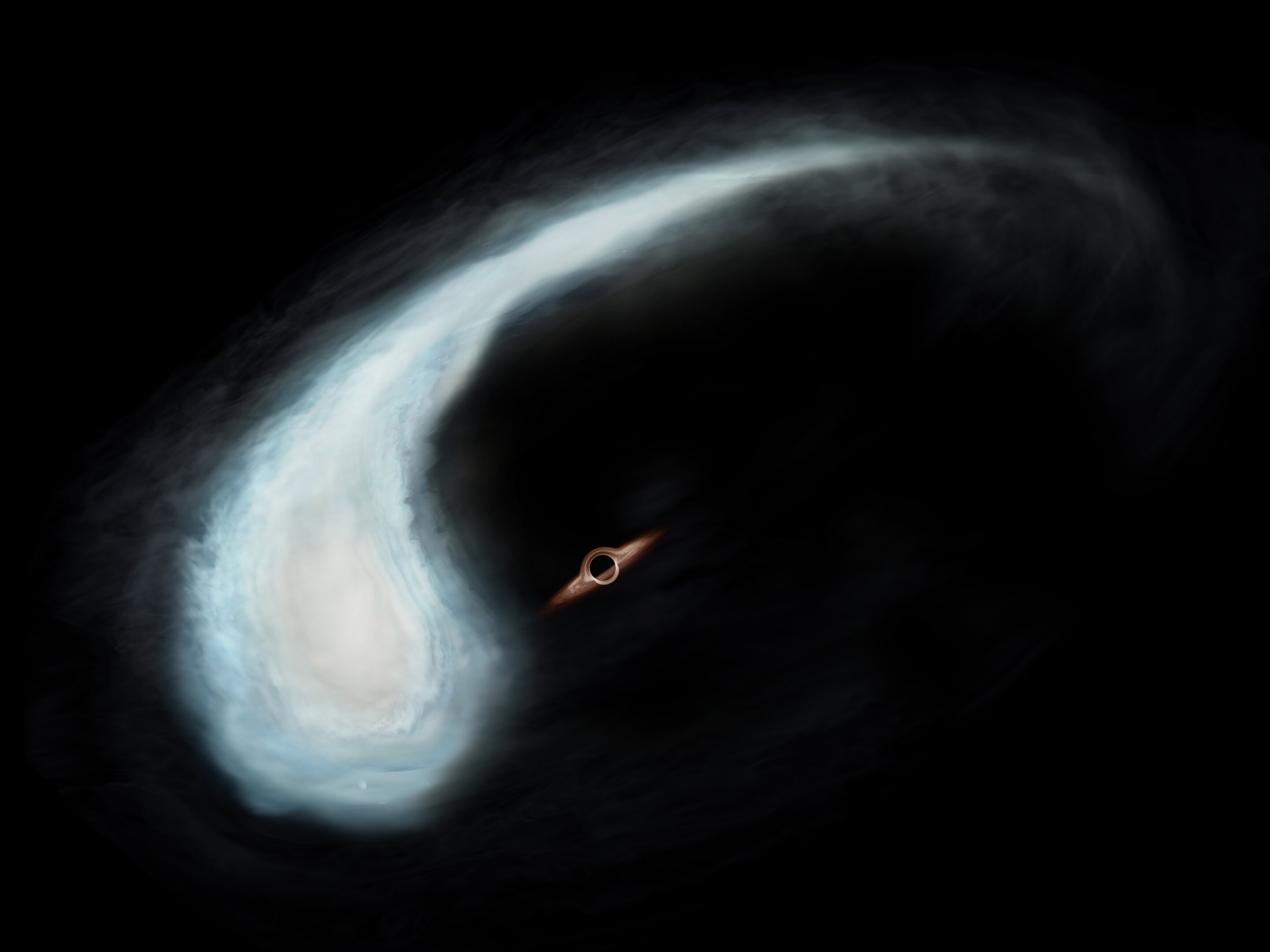 Tadpole' molecular cloud appears to be playing around black hole