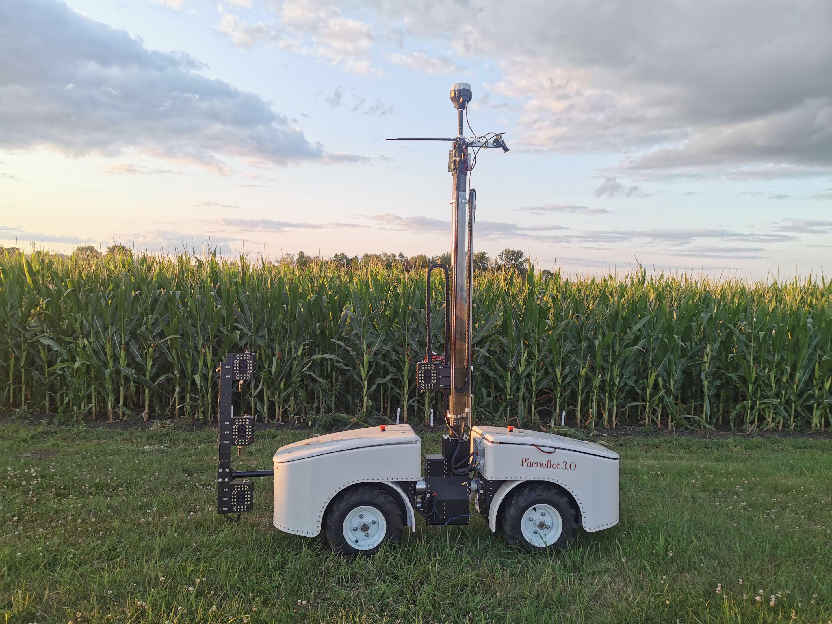 Wheeled robot measures leaf angles to help breed better corn plants