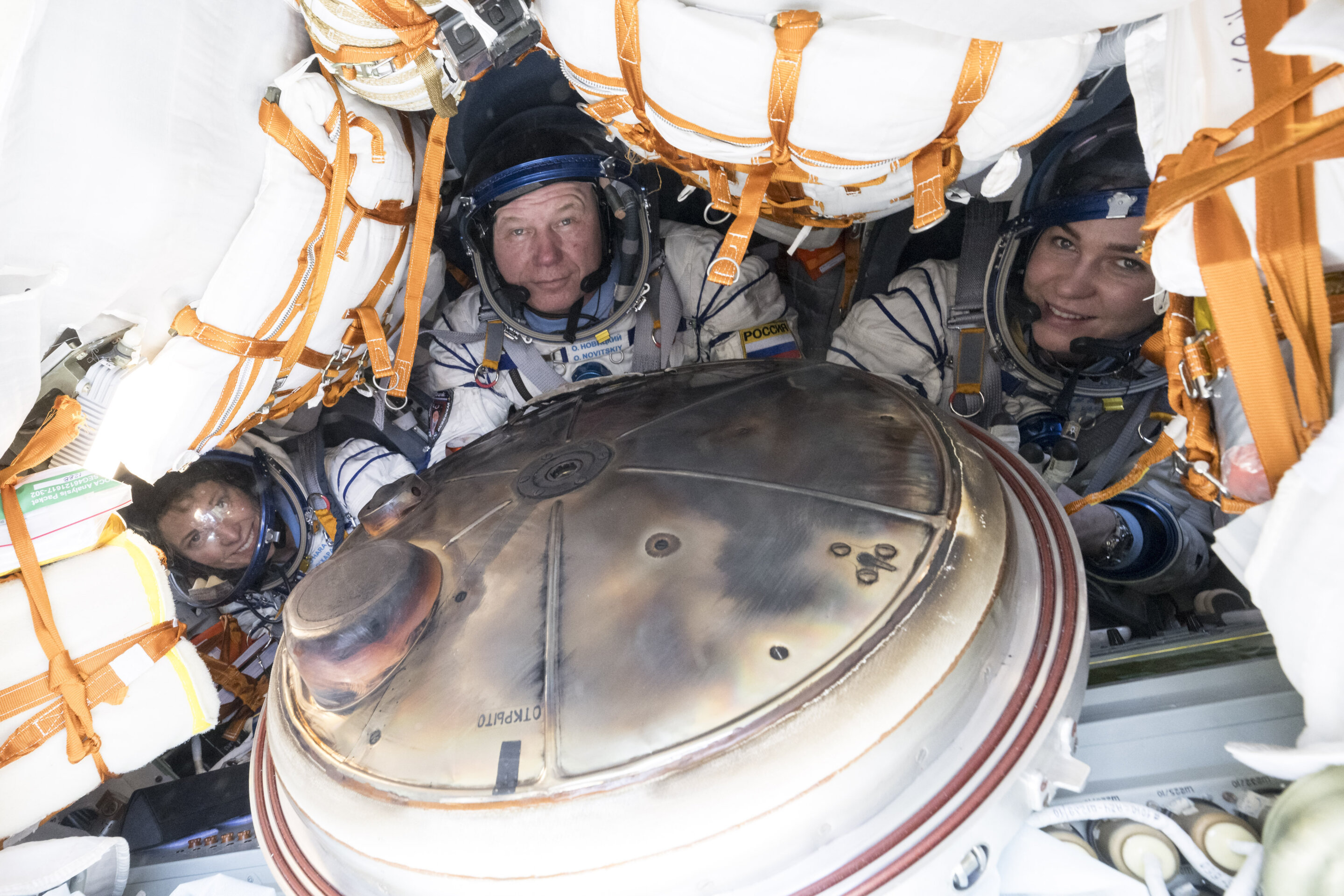 #A Soyuz capsule carrying 3 crew from the International Space Station lands safely in Kazakhstan