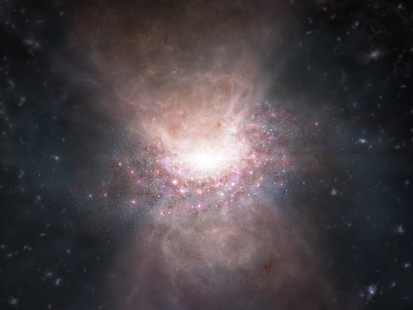 ALMA detecta la sombra de una salida molecular de un quásar cuando el Universo tenía menos de mil millones de años