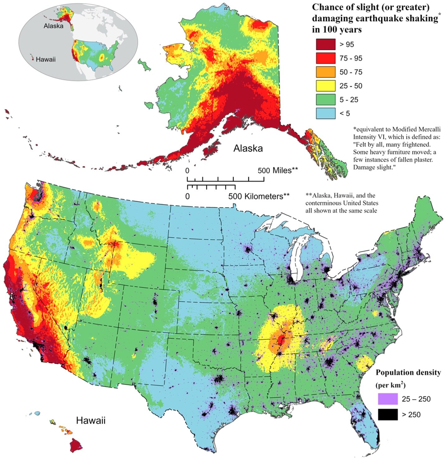 New USGS map shows where damaging earthquakes are most likely to occur in US 